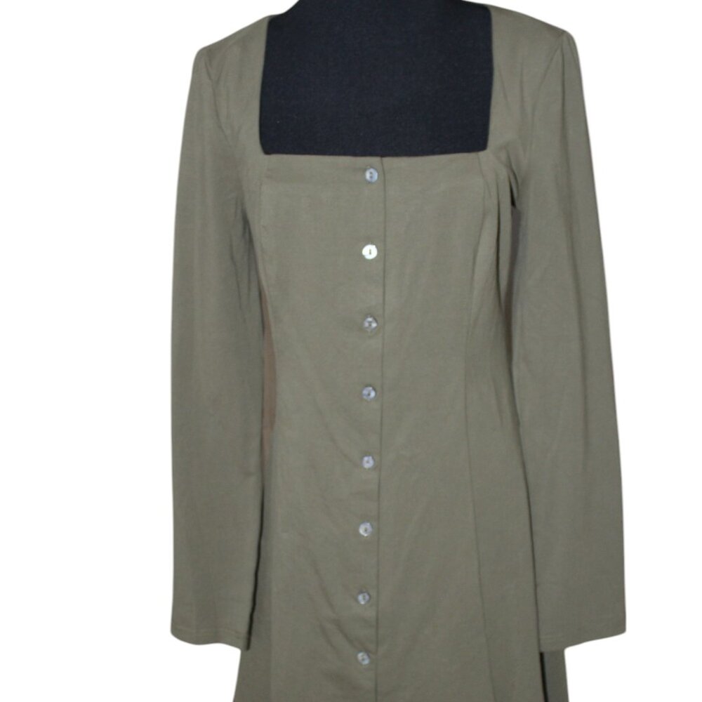 Rihoas Square Neck Mini Button Down Dress Size S Small NWT's Vintage Style - Picture 2 of 11